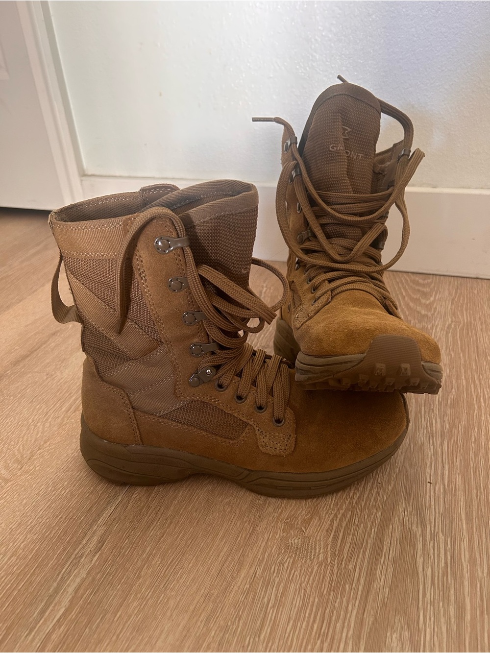 Women's Tan Tactical Combat Boots - Lace-Up Moto Style